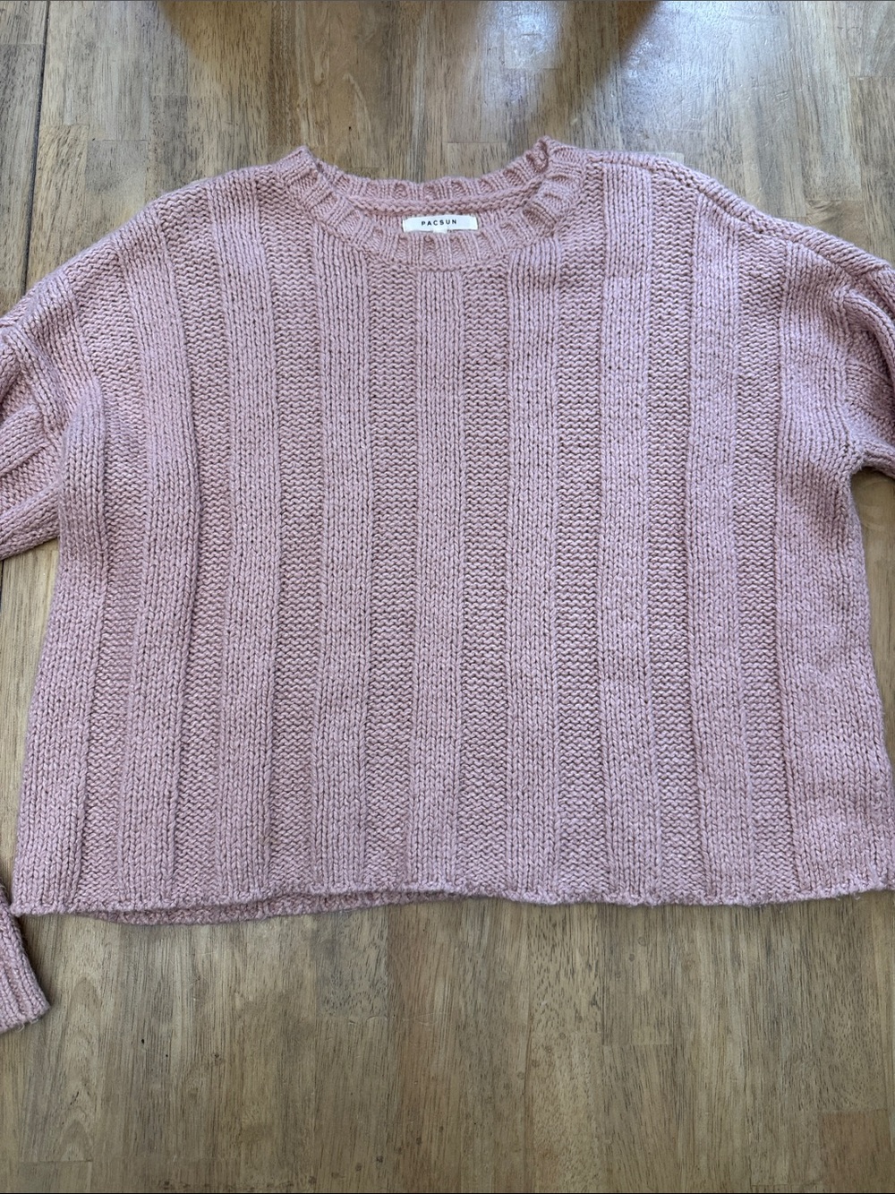 PacSun Dusty Rose Ribbed Crewneck Sweater